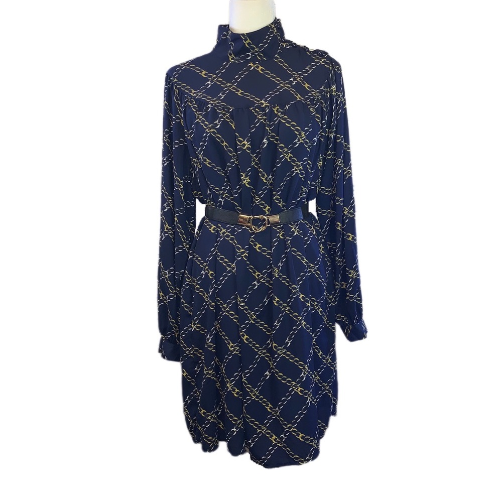 ❄️Who What Wear Navy Chain A-Line Mini Dress-L